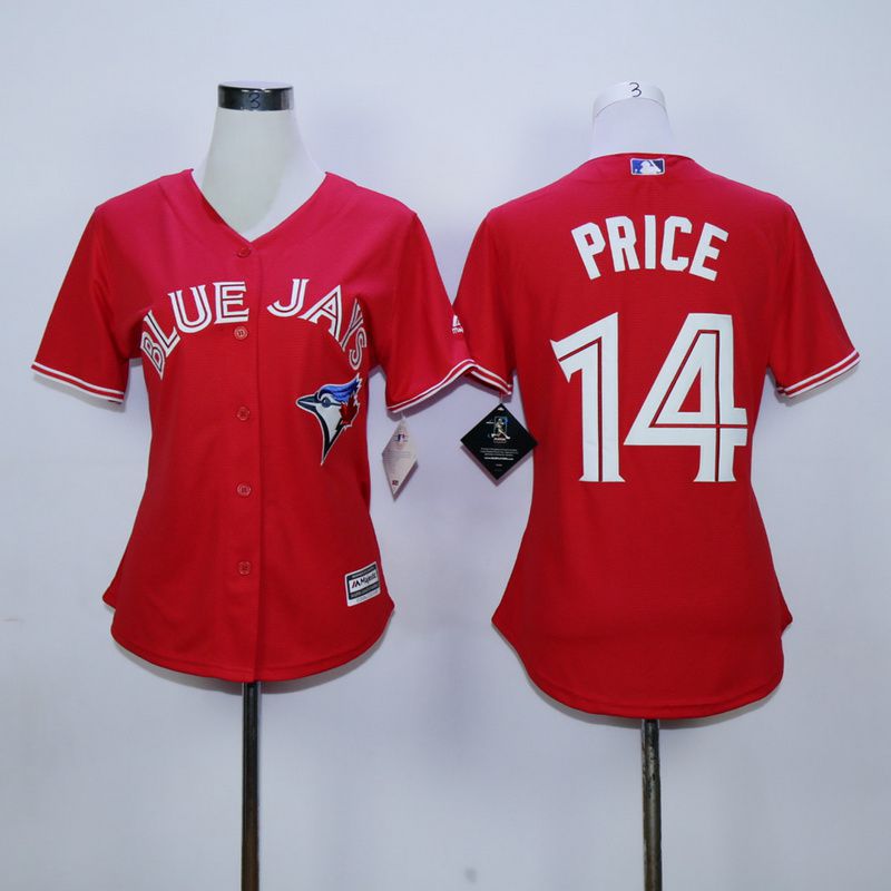 Women Toronto Blue Jays 14 Price Red MLB Jerseys